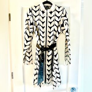 Black and White Patterned Women's Cream Leather and Black Mesh Jacket - XL
